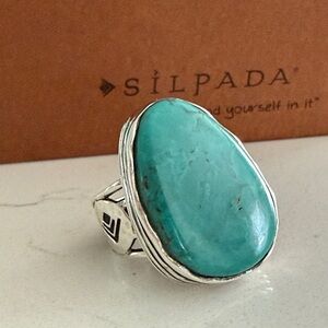 Silpada Sterling Silver & Turquoise .925 Sterling Silver Ring R2017; Size 9